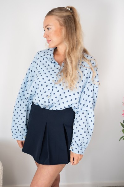 Musselinbluse Polka Dots jeansblau
