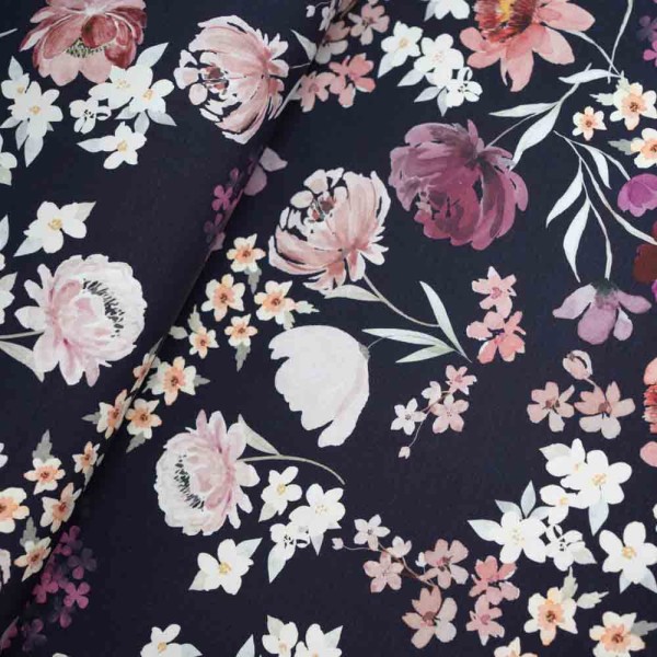 Bio-Baumwolljersey Somma Blomma navy