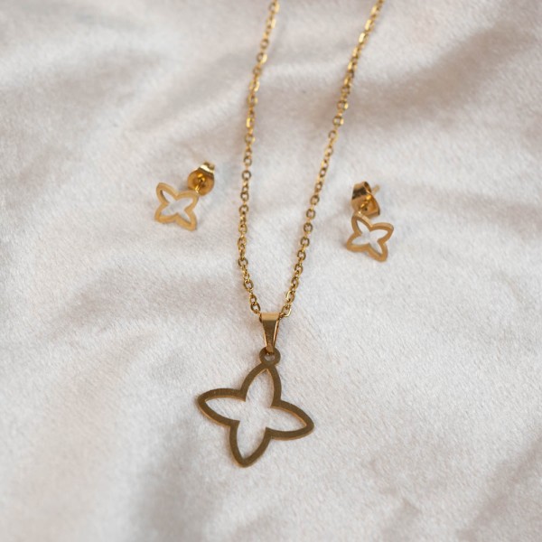 Set Halskette & Ohrringe gold