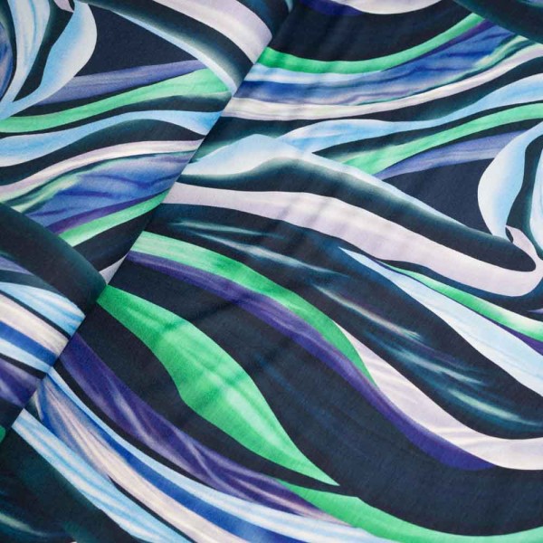 Viskosejersey Aquarell Wave navy