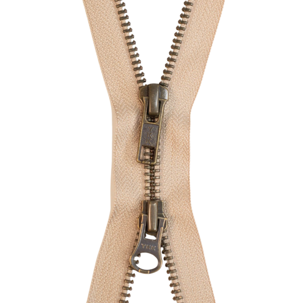 YKK 2-Wege-teilbarer Reißverschluss Jacken Metall beige 80cm