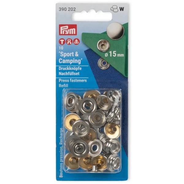 Prym Nähfrei-Nachfüllpackung Sport & Camping 15mm silber