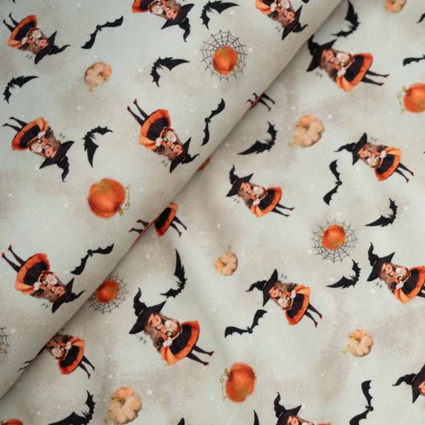 Baumwolljersey kleine Hexe hellbeige