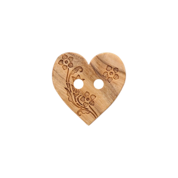 Prym Trachtenknopf Holz-Herz verziert 20mm beige