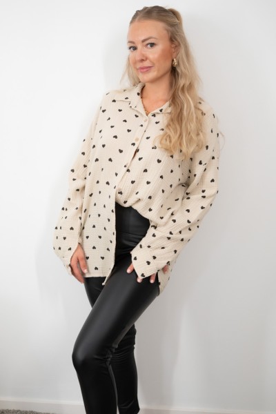 Musselinbluse Herzen Isabela beige