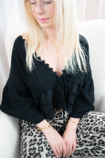 Musselinbluse mit Spitze Giulia schwarz