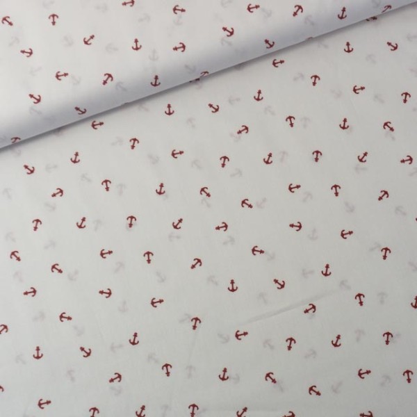 Baumwollwebware Anker weiß-rot