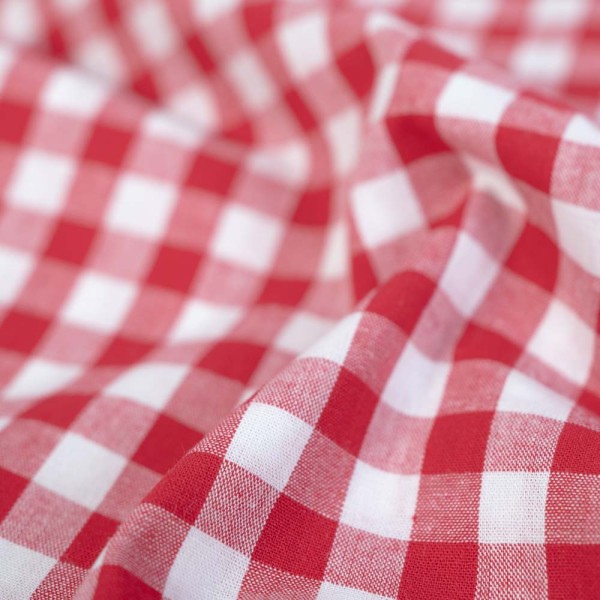 Edle Baumwoll Popeline Karo Groß 8mm rot