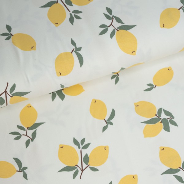 Baumwolljersey Zitronen ecru