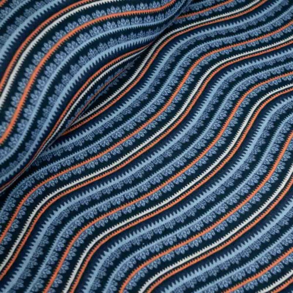 Musselin Double Gauze Wellen jeansblau