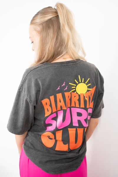 Baumwoll T-Shirt Used-Look Sunny anthra