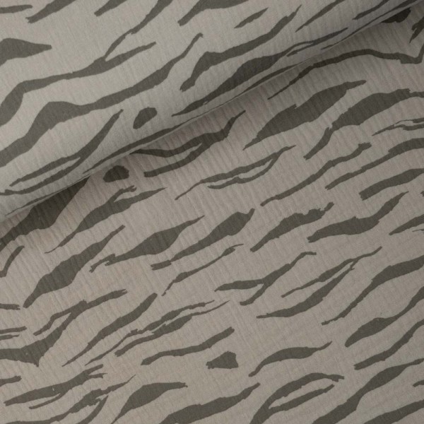 Musselin Double Gauze Zebra taupe