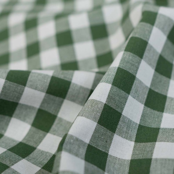 Edle Baumwoll Popeline Karo Groß 8mm khaki