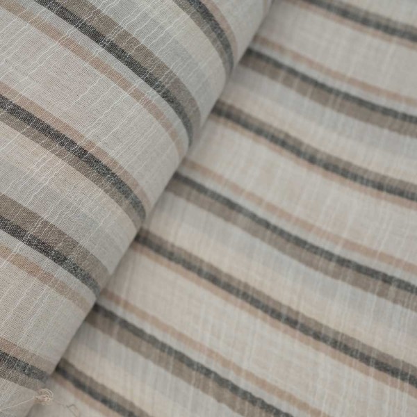 Musselin Double Streifen beige-braun