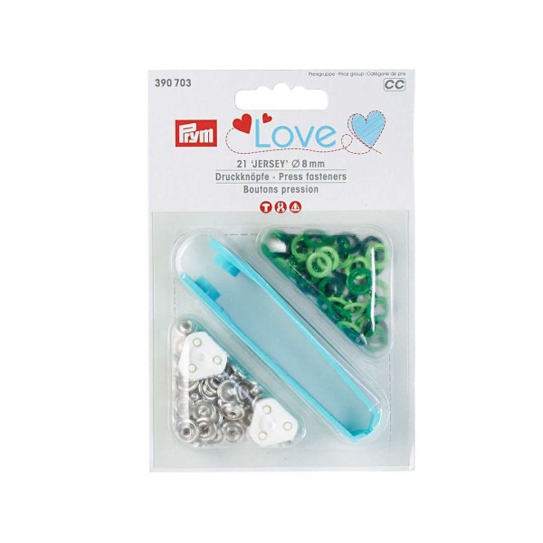 Prym Love Jersey Druckknöpfe lime-grün-olive 8mm