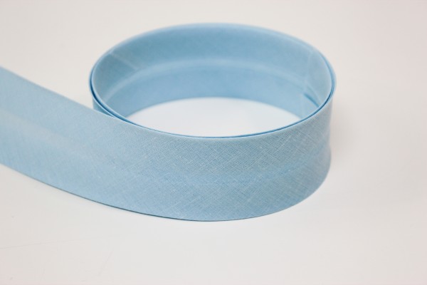 Schrägband 2cm oder 4cm breit vorgefalzt hellblau Ökotex 100