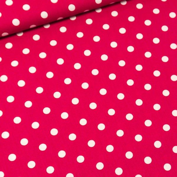 Edle Baumwollwebware Popeline Punkte pink-beere