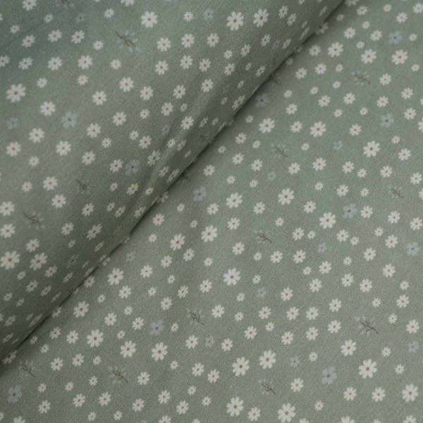 Baumwolljersey kleine Gänseblümchen salbei