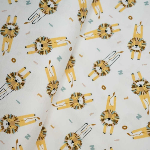 Baumwolljersey Löwe weiß