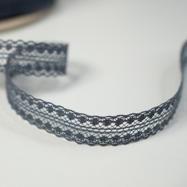 Baumwoll Häkelborte 1cm jeansblau