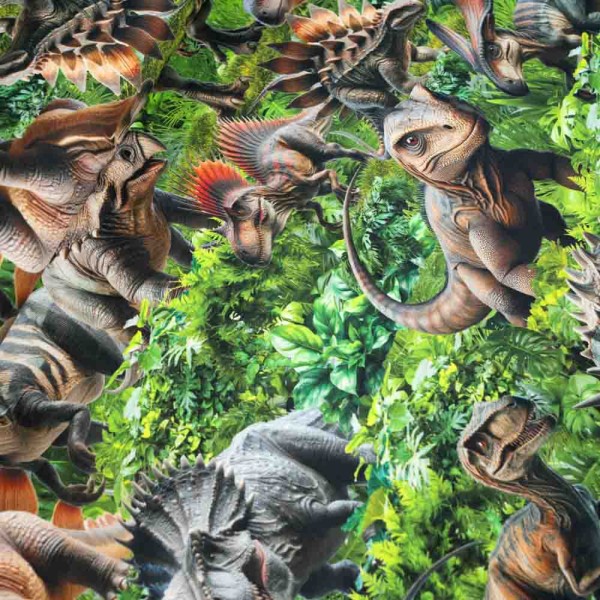 Baumwolljersey große Dinosaurier grün