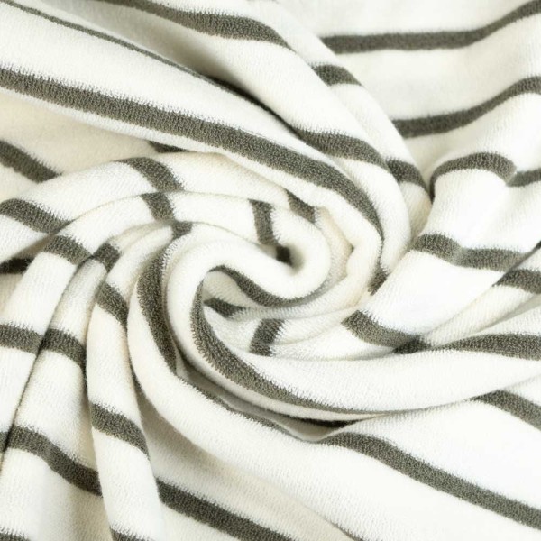 Frottee Jersey Streifen ecru-khaki