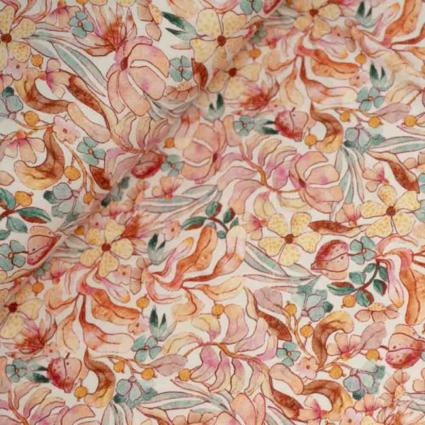 Bamboo Jersey kleine Blumen apricot
