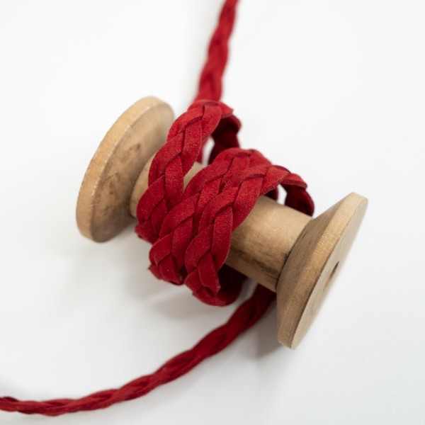 Kunstleder-Kordel Geflochten 10mm rot
