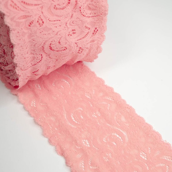 Elastische Spitzenborte Blume 12cm apricot