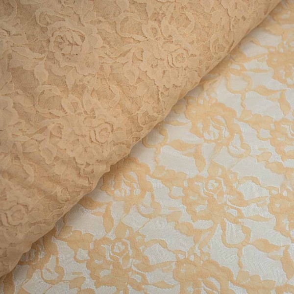 Italienische Spitze STRETCH Rosen beige