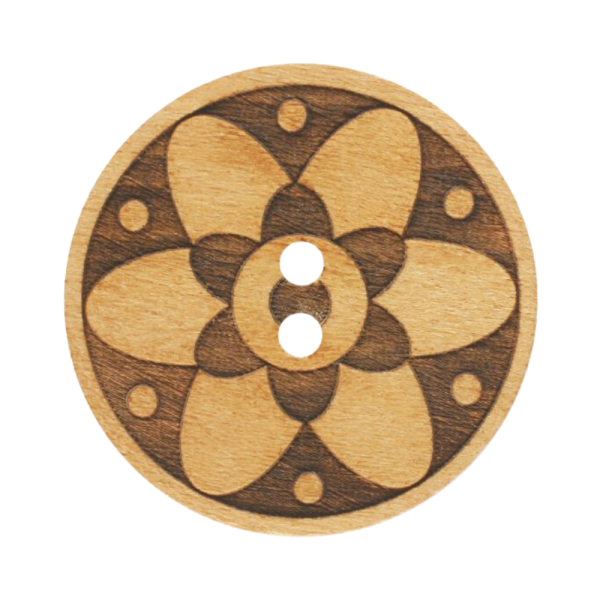 Holzknopf Blume 28 mm