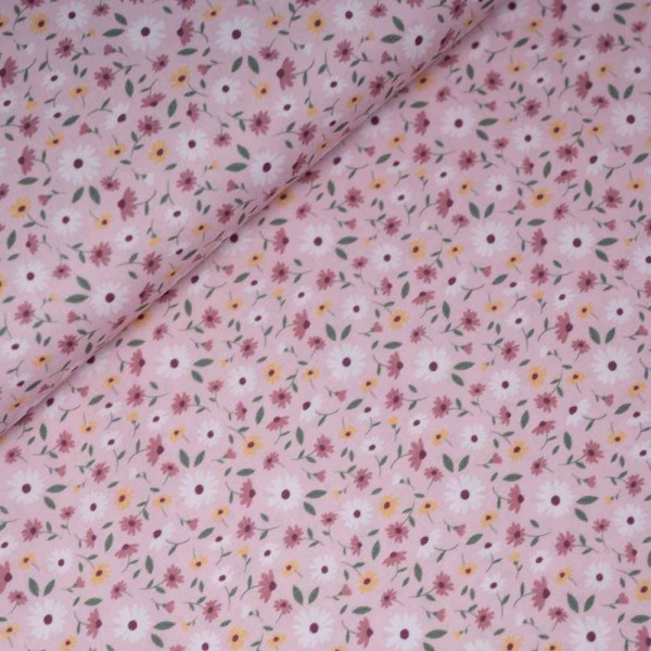 Baumwollwebware Streublümchen altrosa