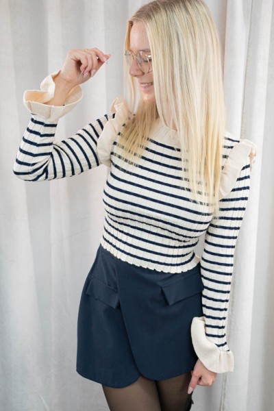 Langarmshirt Crop Stripes natur