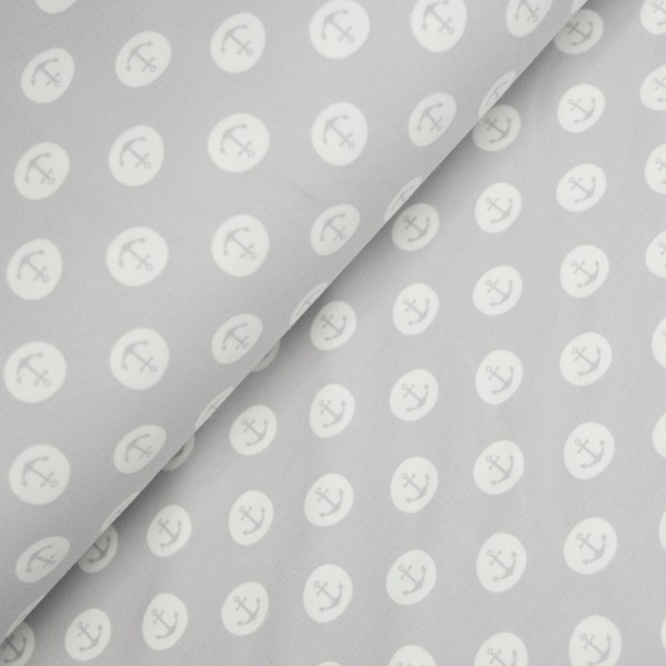 Baumwolljersey Anker Buttons grau