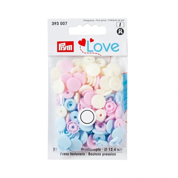 Prym Love 30Stk Color Snaps Druckknöpfe 12,4mm rosa hellblau ecru