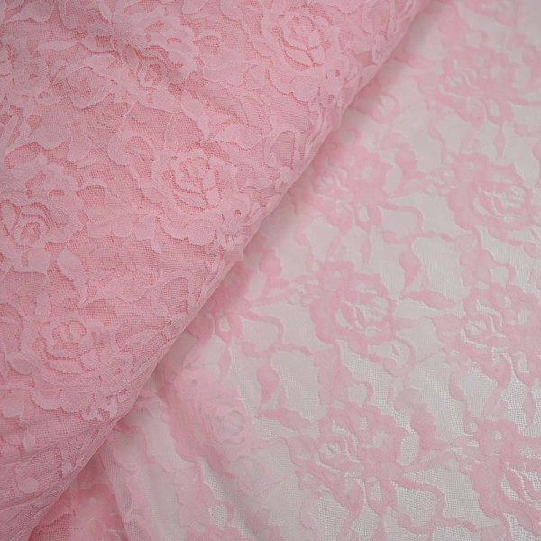 Italienische Spitze STRETCH Rosen rosa