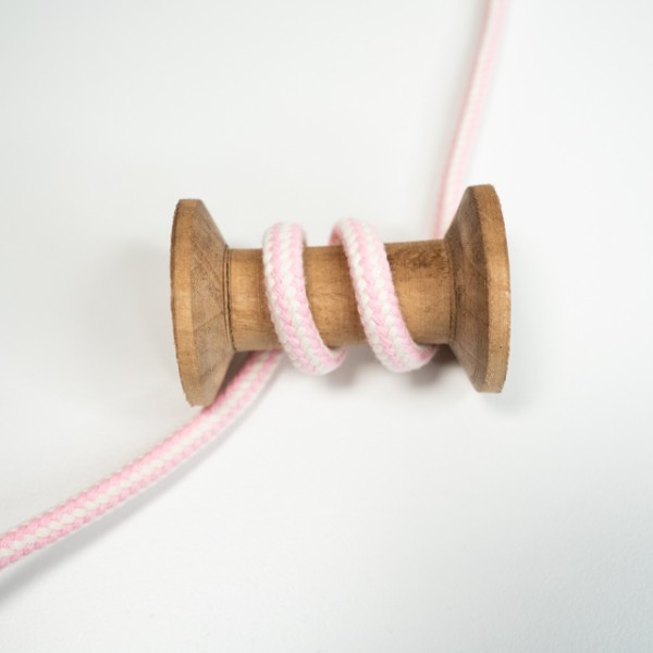 Weiche Kordel 8mm weiß-rosa