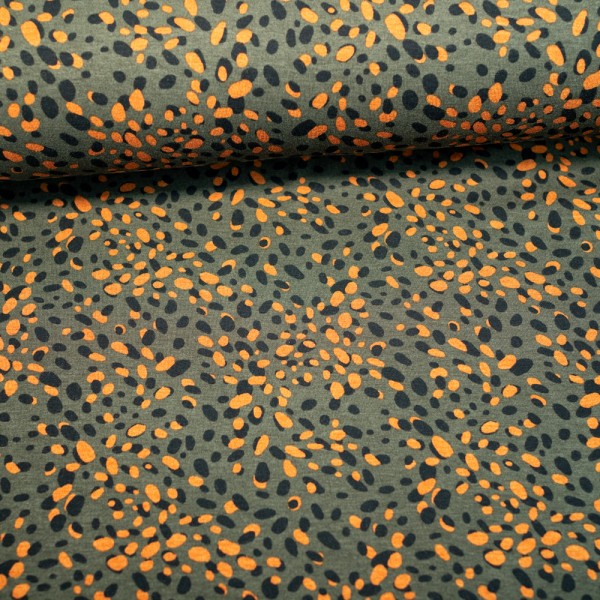 Viskosejersey Wilde Punkte khaki