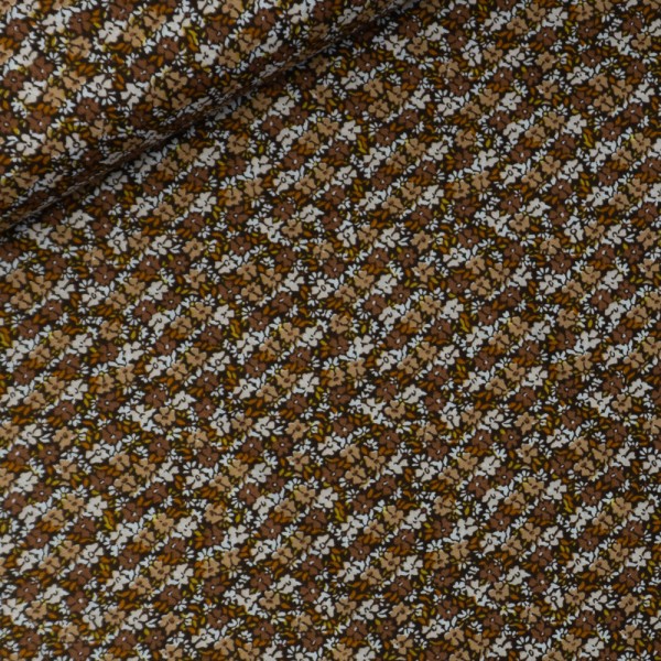 Baumwollwebware Popeline Tiny Blossoms cognac