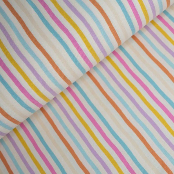 Baumwolljersey Regenbogen ecru