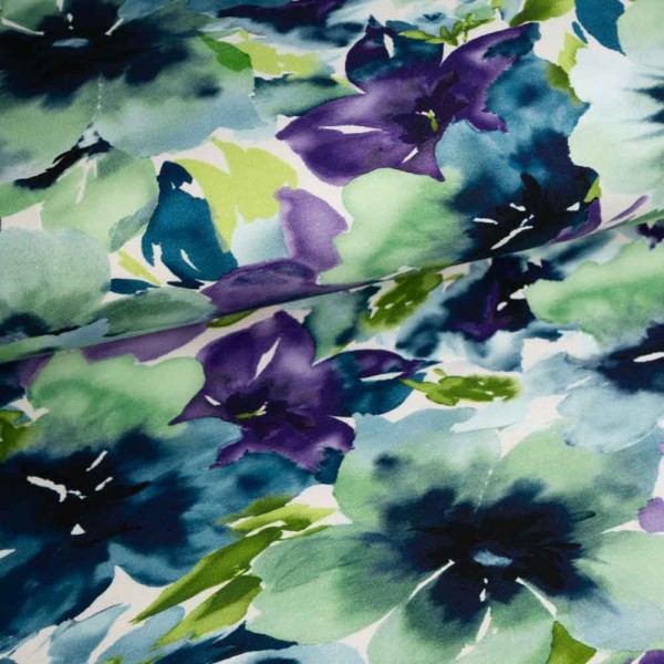 French Terry Sweat Aquarellblumen mint