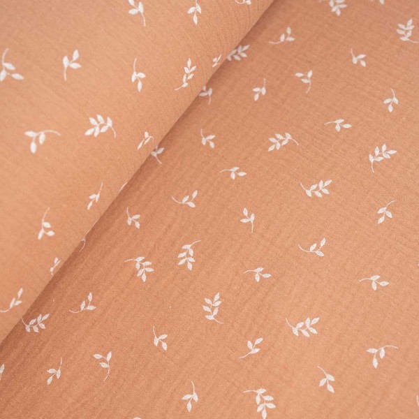 Musselin Double Gauze Zweigchen karamell