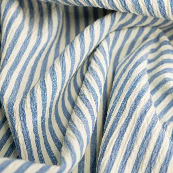 Viskosewebware Crinkle Streifen royalblau