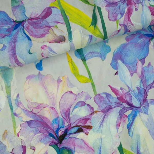 Viskosewebware Aquarell Lilie pastellmint