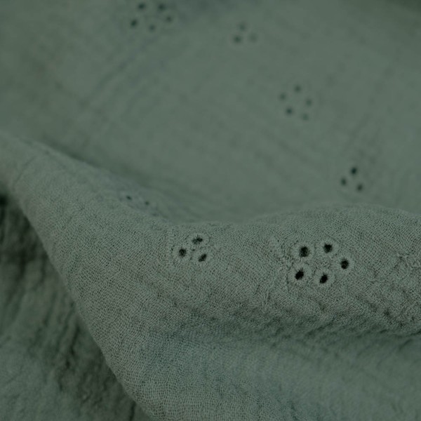 Musselin Double Gauze Blümchen Stickerei dusty mint