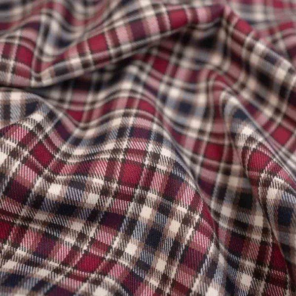 Twill Wool Touch Glenchecks bordeaux-beige