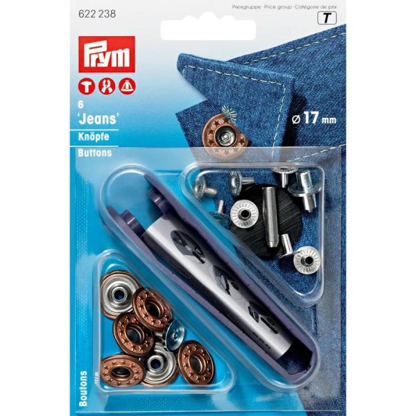 Prym Nähfrei-Jeans-Knöpfe Sterne offen 17mm altbronze