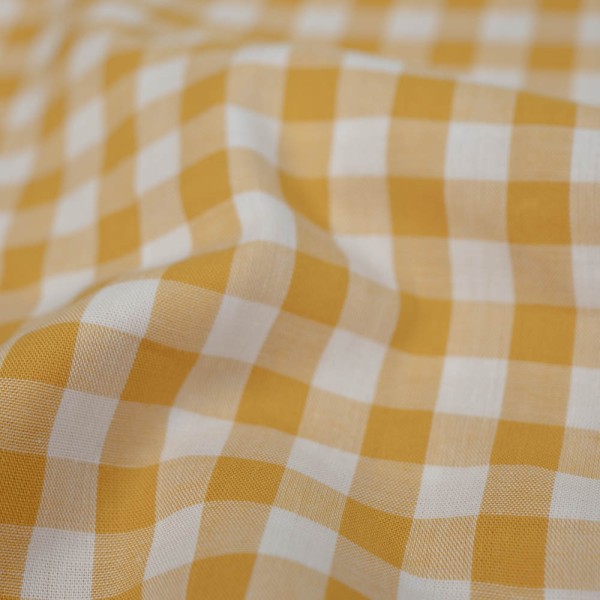 Edle Baumwoll Popeline Karo Groß 8mm senf