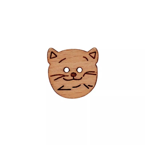 Holzknopf Katze 18mm beige