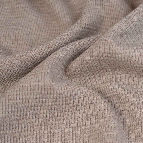 Waffeljersey Baumwolle meliert beige
